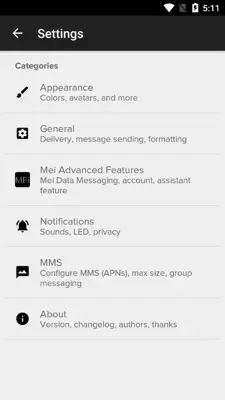 Mei Messaging android App screenshot 1